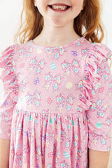 Little Bow Peeps 3/4 Sleeve Ruffle Twirl Dress - Mila & Rose ® - Flyclothing LLC