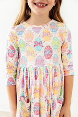 Egg-stra Cute 3/4 Sleeve Pocket Twirl Dress - Mila & Rose ® - Flyclothing LLC