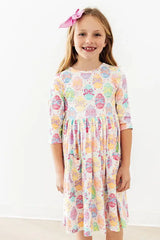 Egg-stra Cute 3/4 Sleeve Pocket Twirl Dress - Mila & Rose ® - Flyclothing LLC