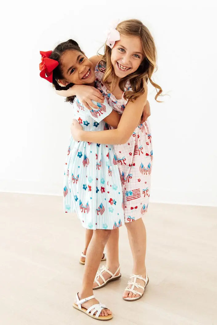 Fancy Flags Ruffle Cross Back Dress - Mila & Rose ® - Flyclothing LLC