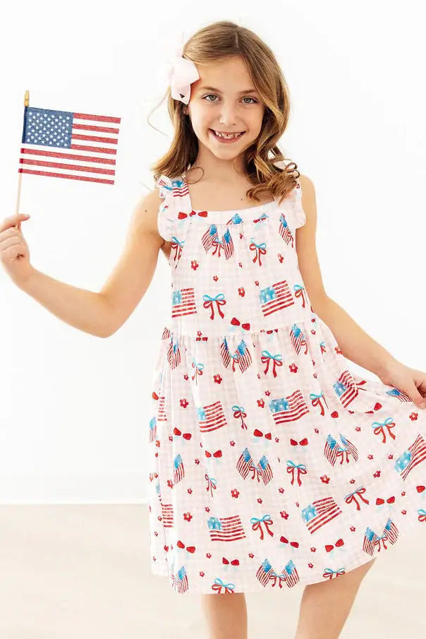 Fancy Flags Ruffle Cross Back Dress - Mila & Rose ® - Flyclothing LLC