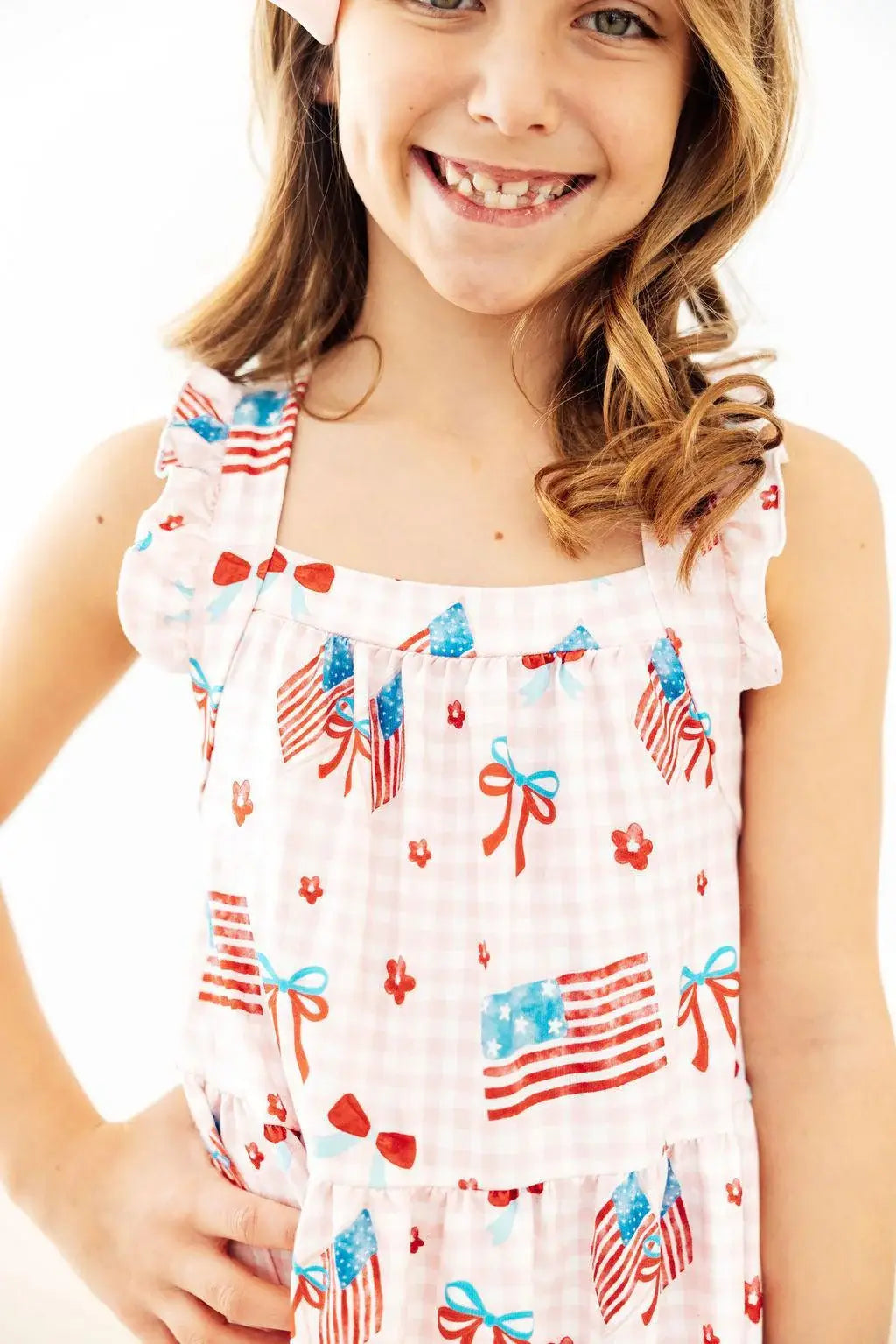 Fancy Flags Ruffle Cross Back Dress - Mila & Rose ® - Flyclothing LLC