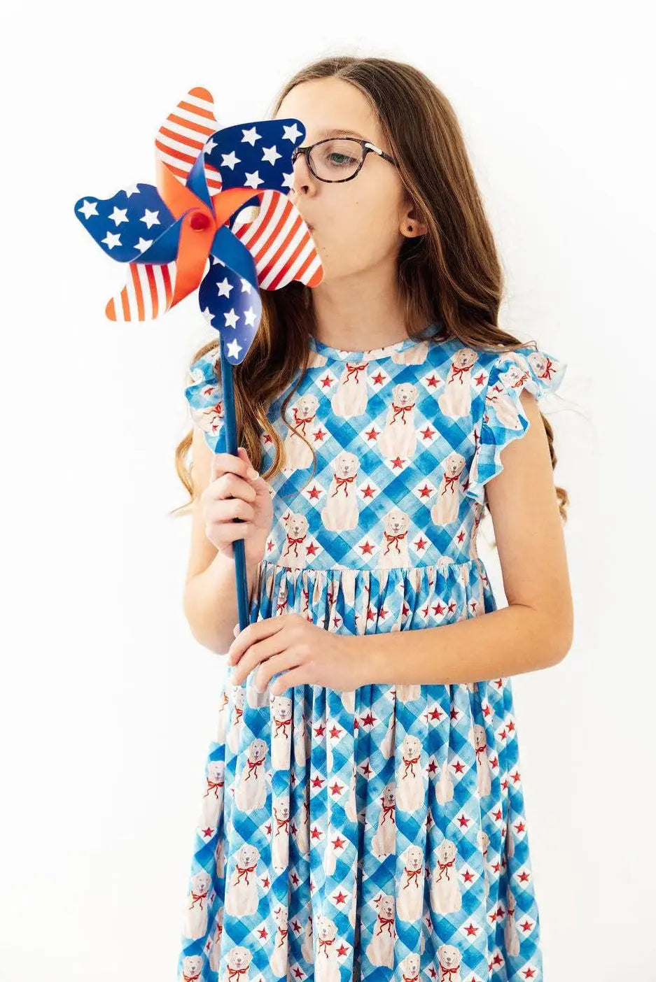 Star Spangled Pups Flutter Sleeve Twirl Dress - Mila & Rose ® - Flyclothing LLC