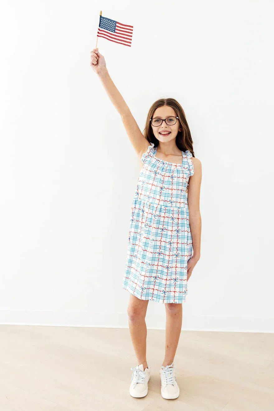Patriotic Picnic Ruffle Cross Back Dress - Mila & Rose ® - Flyclothing LLC