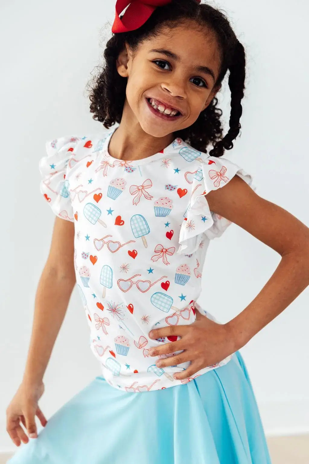 Red, White, & Sweet S/S Ruffle Tee - Mila & Rose ® - Flyclothing LLC
