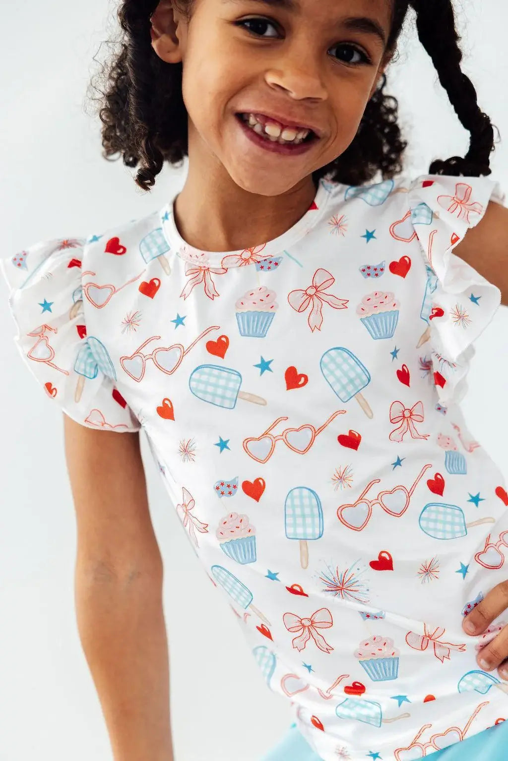 Red, White, & Sweet S/S Ruffle Tee - Mila & Rose ® - Flyclothing LLC