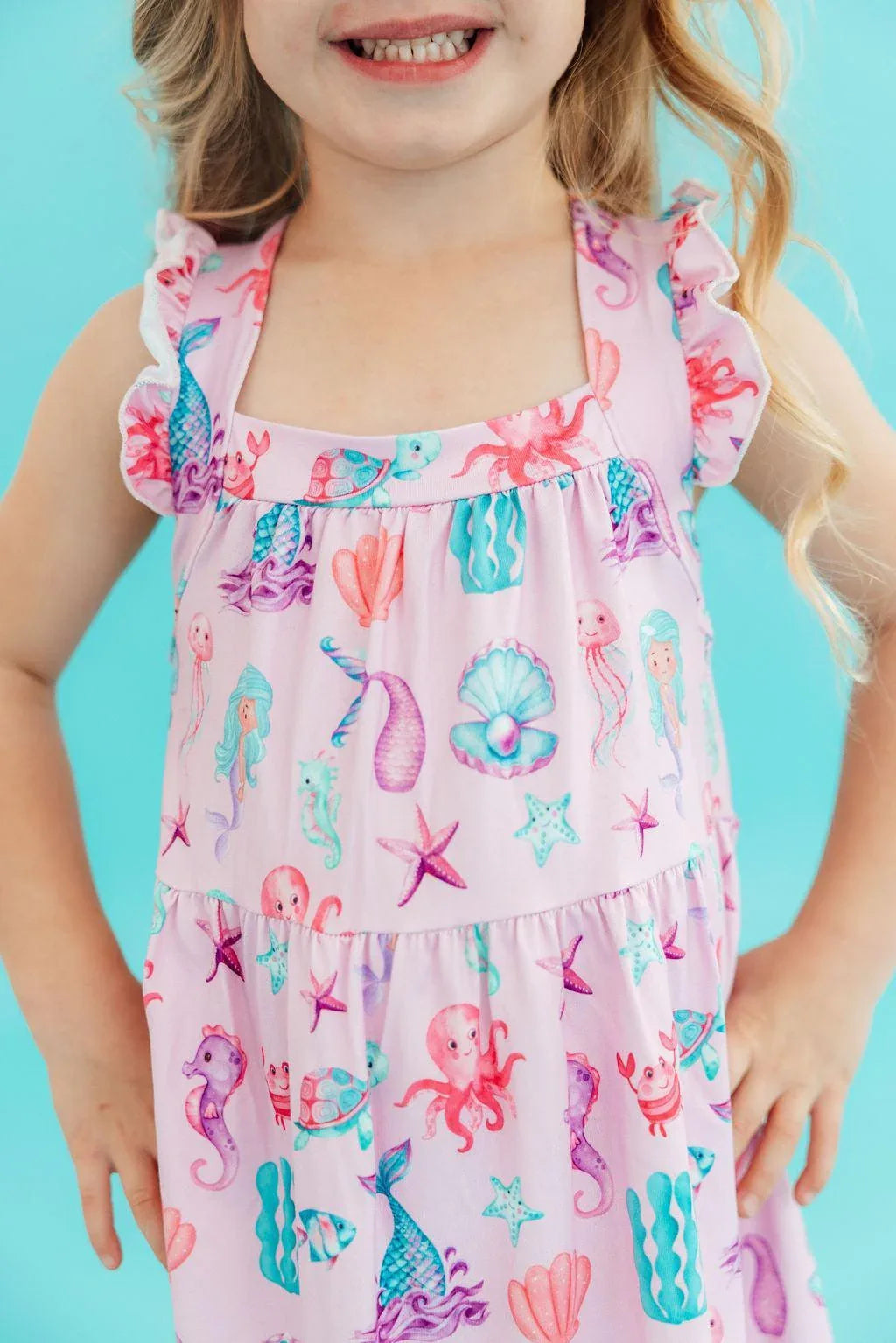Under the Sea Ruffle Cross Back Dress - Mila & Rose ® - Flyclothing LLC