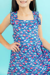 Fish in the Sea Ruffle Cross Back Dress - Mila & Rose ® - Flyclothing LLC