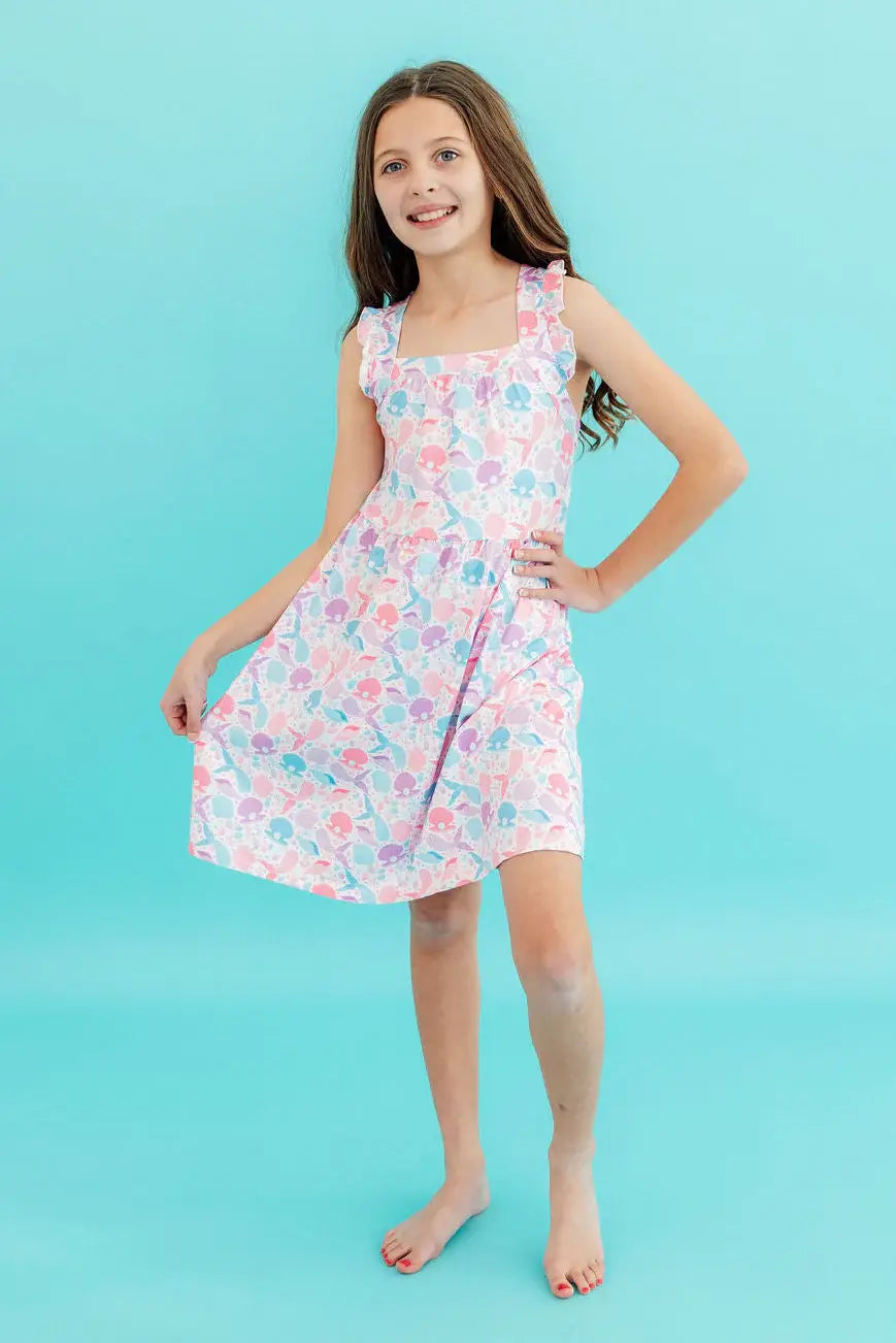 Mermaid Tails Ruffle Cross Back Dress - Mila & Rose ® - Flyclothing LLC