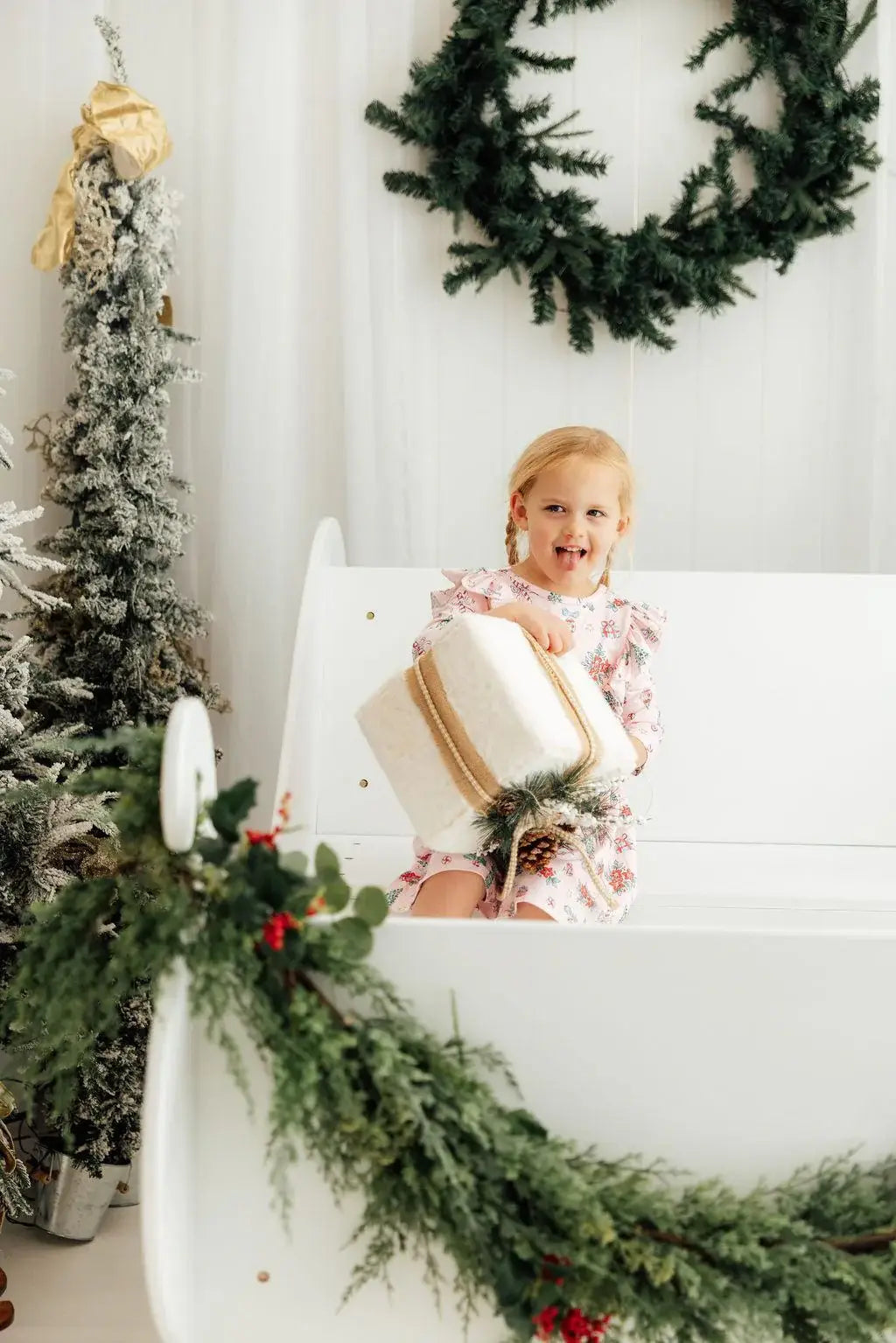 Pink Christmas 3/4 Sleeve Ruffle Twirl Dress - Mila & Rose ® - Flyclothing LLC
