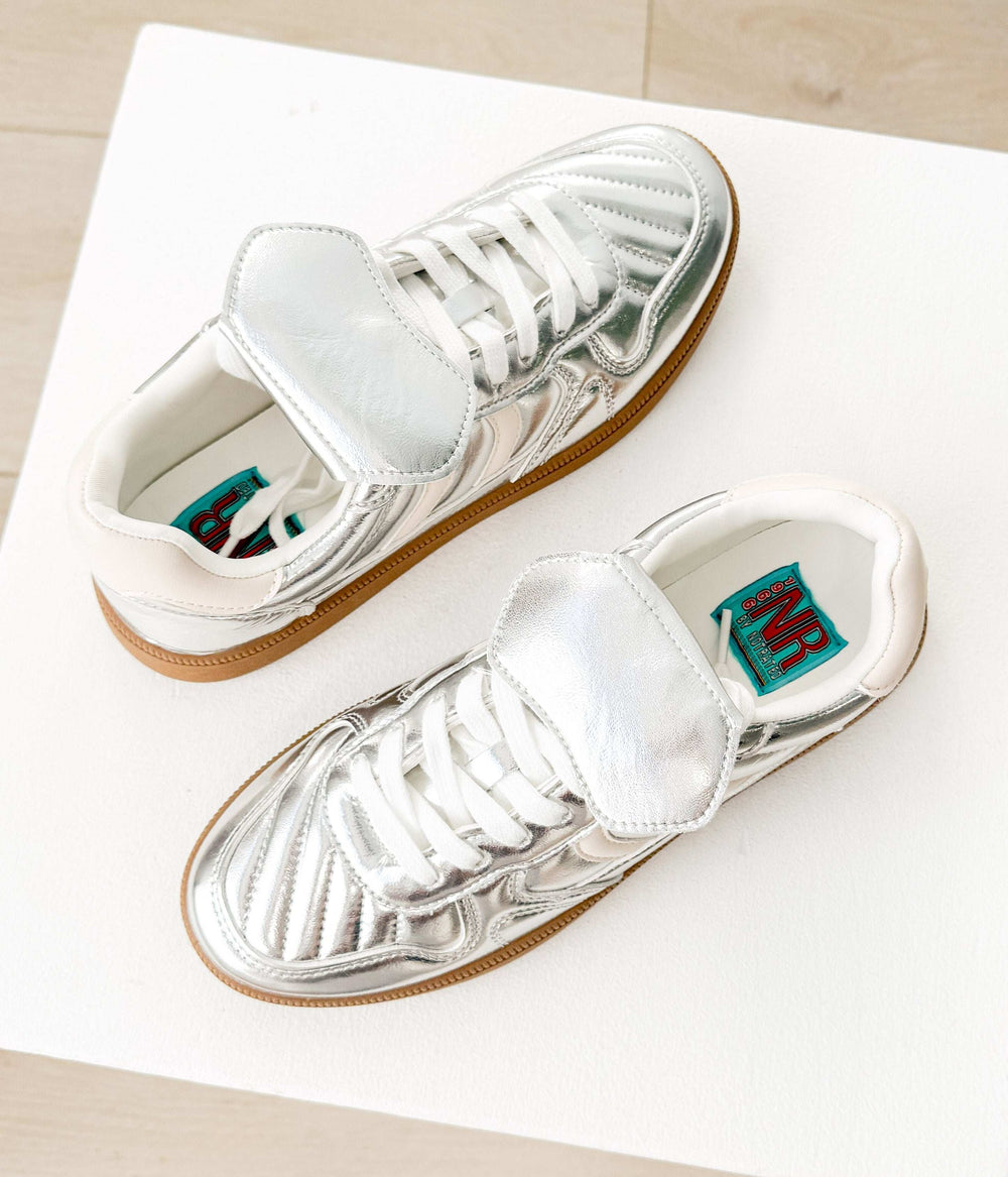 Milan Metallic Sneaker in Silver - Naughty Monkey - Flyclothing LLC