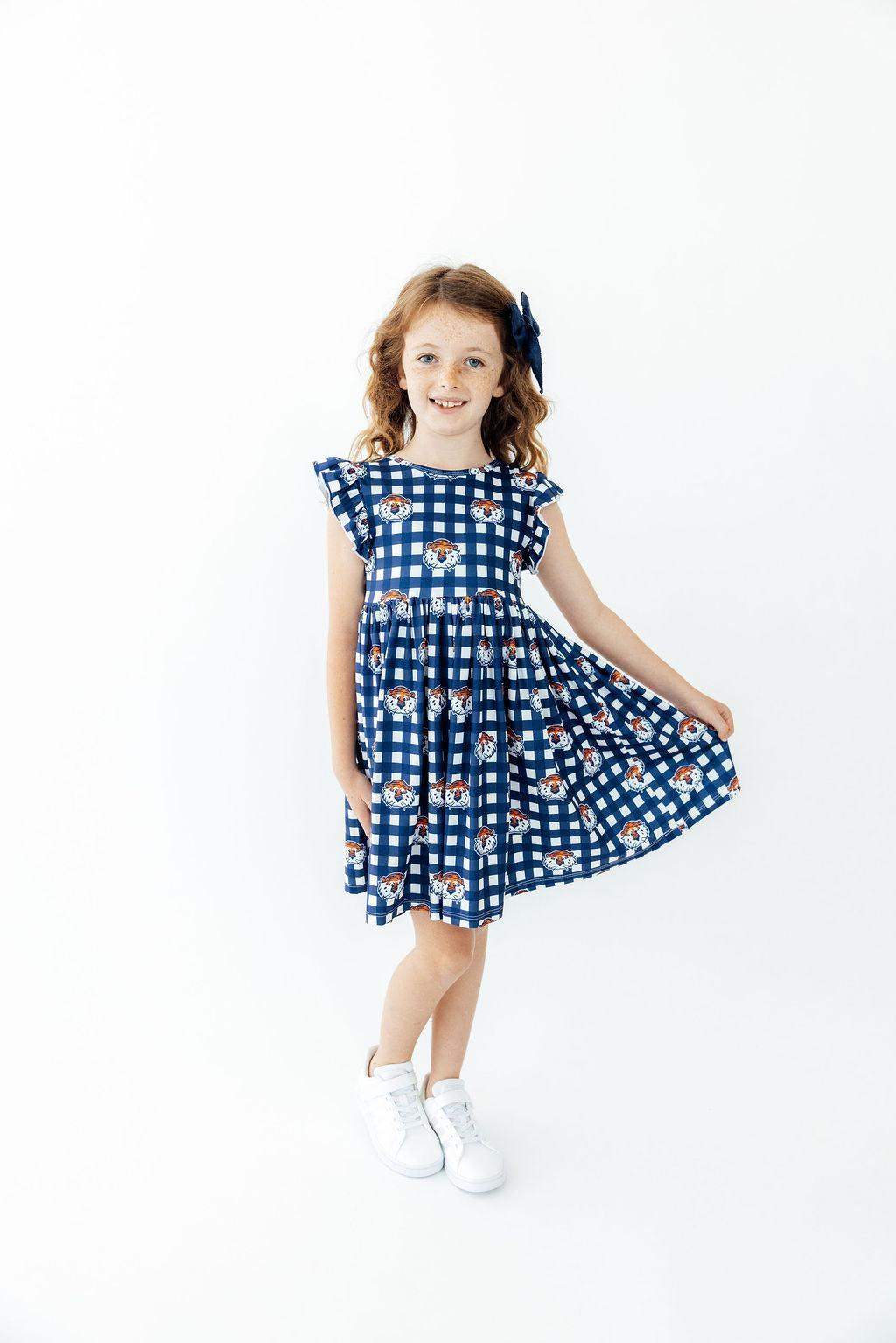 Auburn Plaid Aubie Flutter Twirl Dress - Mila & Rose ® - Flyclothing LLC