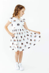 Auburn White Aubie Flutter Twirl Dress - Mila & Rose ® - Flyclothing LLC