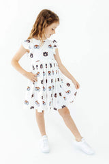 Auburn White Aubie Flutter Twirl Dress - Mila & Rose ® - Flyclothing LLC