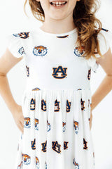 Auburn White Aubie Flutter Twirl Dress - Mila & Rose ® - Flyclothing LLC