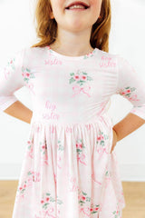 Big Sister Floral 3/4 Sleeve Pocket Twirl Dress - Mila & Rose ® - Flyclothing LLC