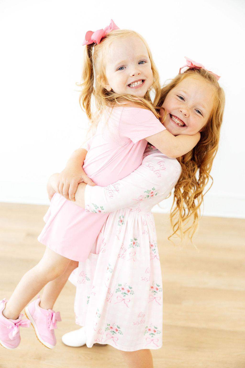 Big Sister Floral 3/4 Sleeve Pocket Twirl Dress - Mila & Rose ® - Flyclothing LLC