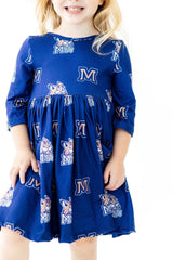 Montana State University Blue Bobcat 3/4 Sleeve Pocket Twirl Dress - Mila & Rose ® - Flyclothing LLC