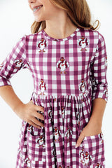 Virginia Tech Plaid Hokie 3/4 Sleeve Pocket Twirl Dress - Mila & Rose ® - Flyclothing LLC