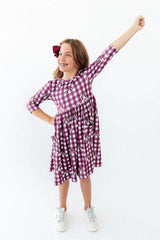 Virginia Tech Plaid Hokie 3/4 Sleeve Pocket Twirl Dress - Mila & Rose ® - Flyclothing LLC