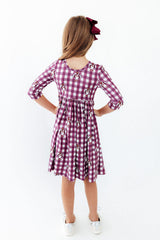 Virginia Tech Plaid Hokie 3/4 Sleeve Pocket Twirl Dress - Mila & Rose ® - Flyclothing LLC
