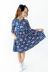 Auburn Plaid Aubie 3/4 Sleeve Pocket Twirl Dress - Mila & Rose ® - Flyclothing LLC