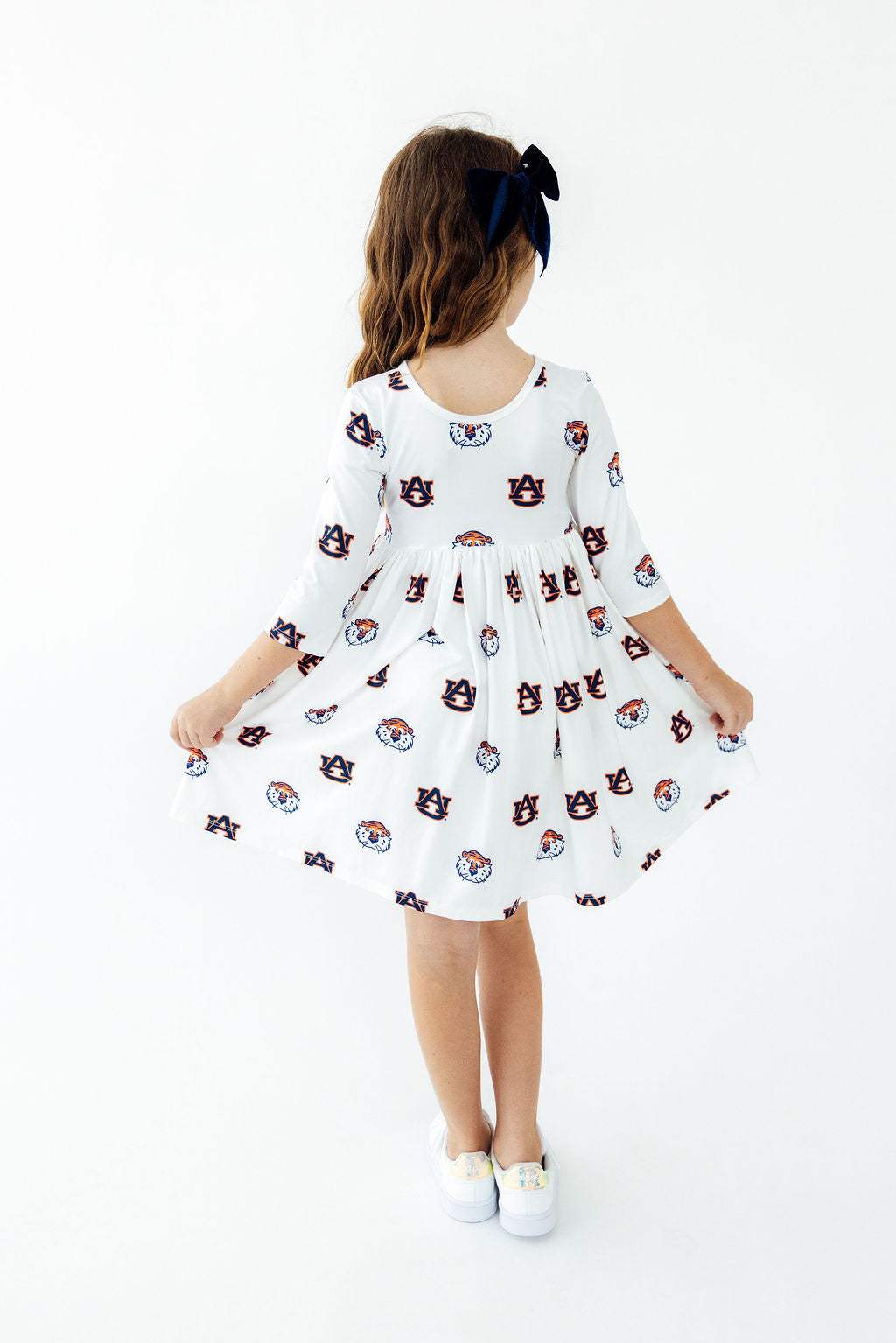 Auburn White Aubie 3/4 Sleeve Pocket Twirl Dress - Mila & Rose ® - Flyclothing LLC