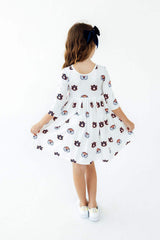 Auburn White Aubie 3/4 Sleeve Pocket Twirl Dress - Mila & Rose ® - Flyclothing LLC