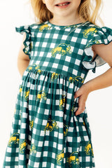 North Dakota State University Plaid Bison Flutter Twirl Dress - Mila & Rose ® - Flyclothing LLC
