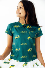 North Dakota State University Green Bison Ruffle Pocket Tee