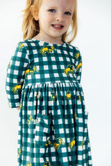 North Dakota State University Plaid Bison 3/4 Sleeve Pocket Twirl Dress - Mila & Rose ® - Flyclothing LLC