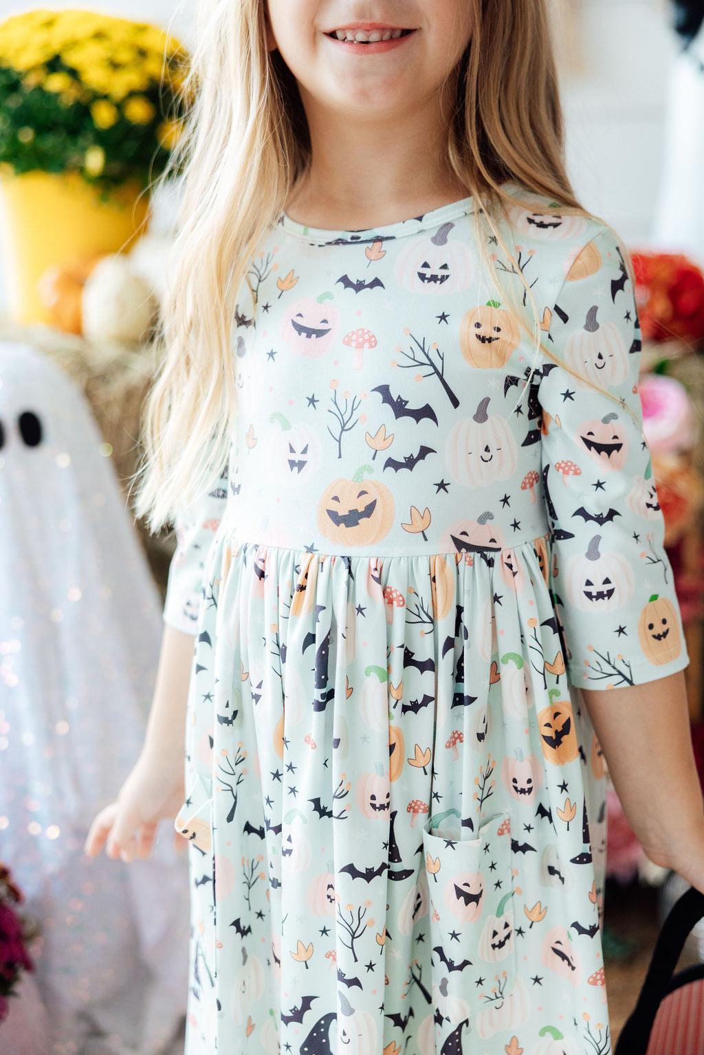 Ghouls Rule 3/4 Sleeve Pocket Twirl Dress - Mila & Rose ® - Flyclothing LLC
