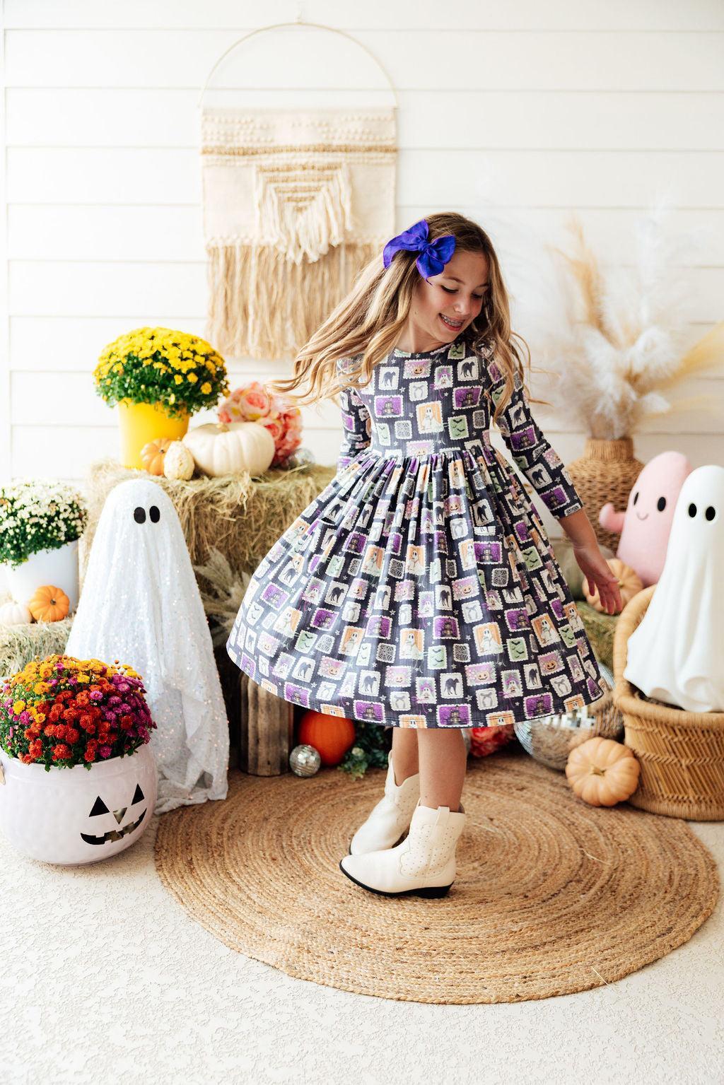 Trick or Treat L/S Pocket Twirl Dress - Mila & Rose ® - Flyclothing LLC