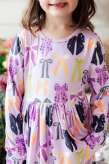 Tied with a Boo Lavender L/S Pocket Twirl Dress - Mila & Rose ® - Flyclothing LLC
