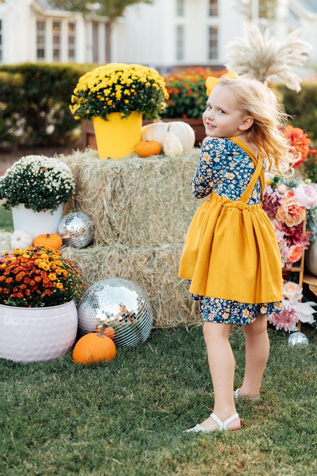 Mustard Faux Suede Pinafore - Mila & Rose ® - Flyclothing LLC