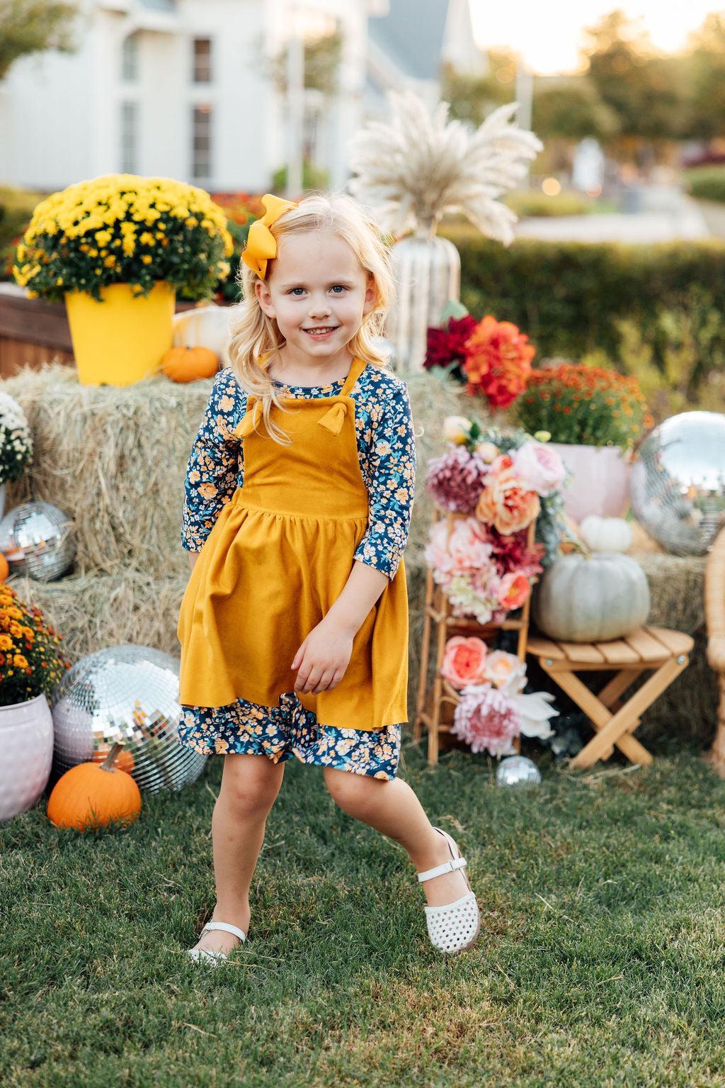 Mustard Faux Suede Pinafore - Mila & Rose ® - Flyclothing LLC