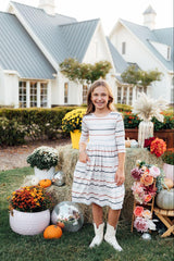Fall Stripes 3/4 Sleeve Pocket Twirl Dress - Mila & Rose ® - Flyclothing LLC