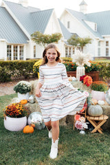 Fall Stripes 3/4 Sleeve Pocket Twirl Dress - Mila & Rose ® - Flyclothing LLC