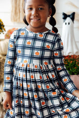 Plaid Pumpkins L/S Pocket Twirl Dress - Mila & Rose ® - Flyclothing LLC