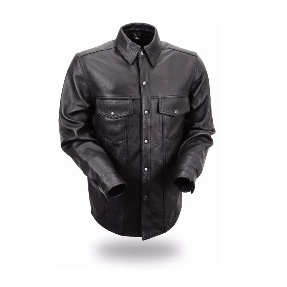 Milestone - Men's Leather Motorcycle Shirt - First Manufacturing Company - Flyclothing LLC