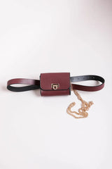 Mini Faux Leather Belt Bag – Chic with Gold Link Chain - Boho Clothing and Accessories - Flyclothing LLC