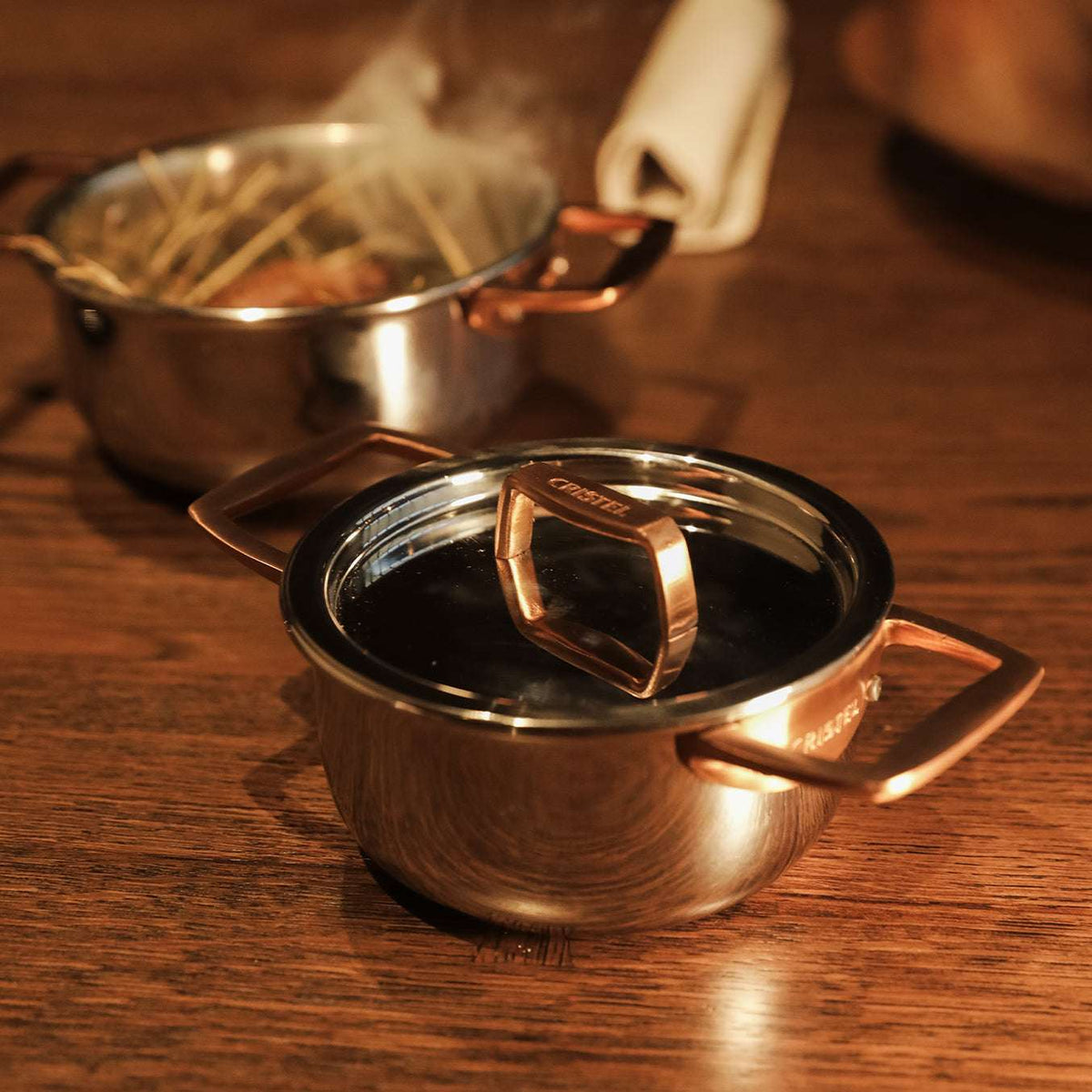Mini Stewpan with Antique Brass side handles - CRISTEL USA - Flyclothing LLC