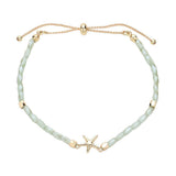 Metal Starfish Pointed Faceted Beaded Pull Tie Cinch Bracelet - Madeline Love - Flyclothing LLC