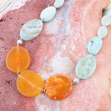 Minty Blue and Orange Nectar Necklace - Barse Jewelry
