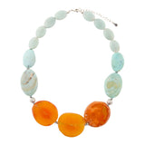 Minty Blue and Orange Nectar Necklace - Barse Jewelry