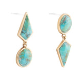 Miss-Matched Blue Turquoise Golden Post Earrings - Barse Jewelry - Flyclothing LLC