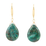 Mix of Blue and Green Chrysocolla Golden Drop Earrings - Barse Jewelry
