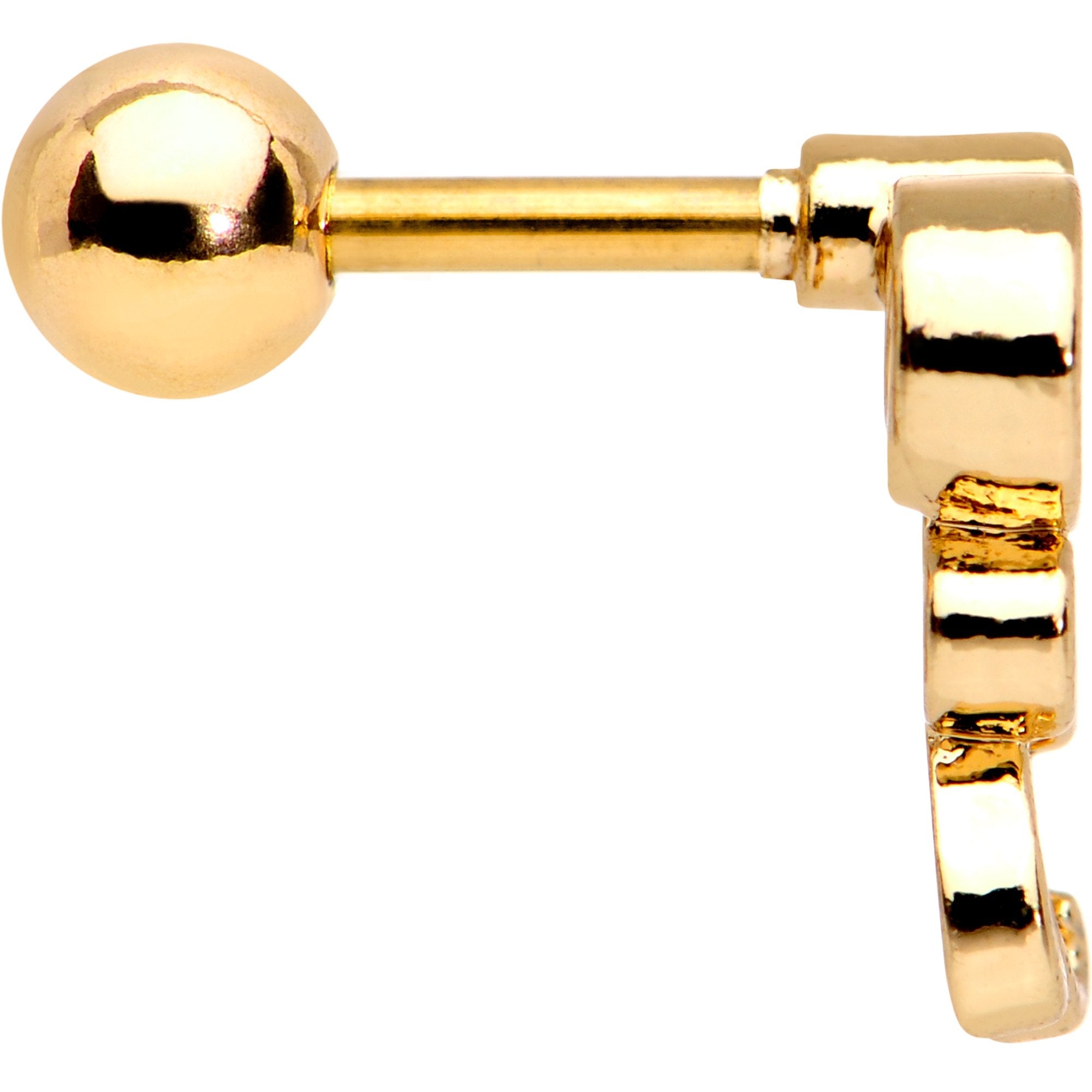 Clear CZ Gem Gold Tone Anodized Sassy Swirl Cartilage Tragus Earring - BodyCandy - Flyclothing LLC