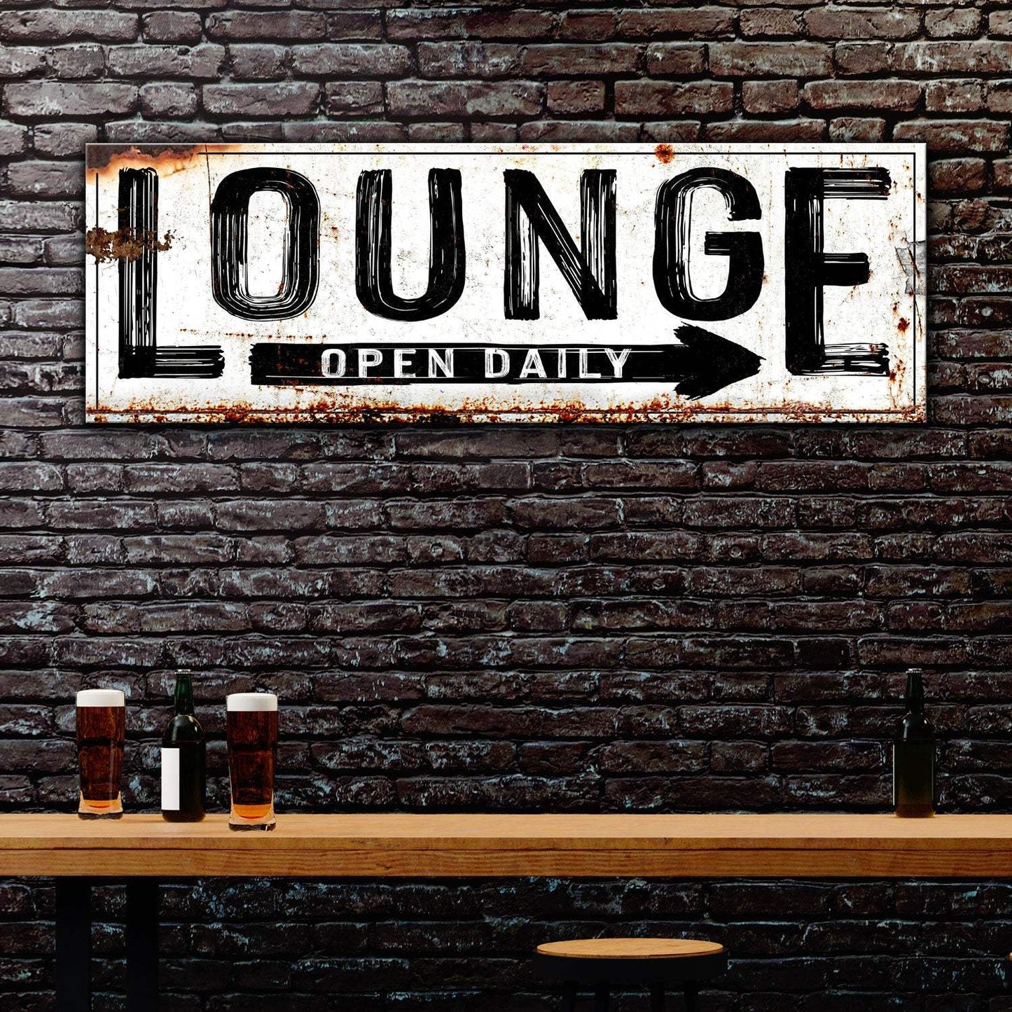 Open Daily Lounge Rustic Sign - Tailored Canvases - Flyclothing LLC