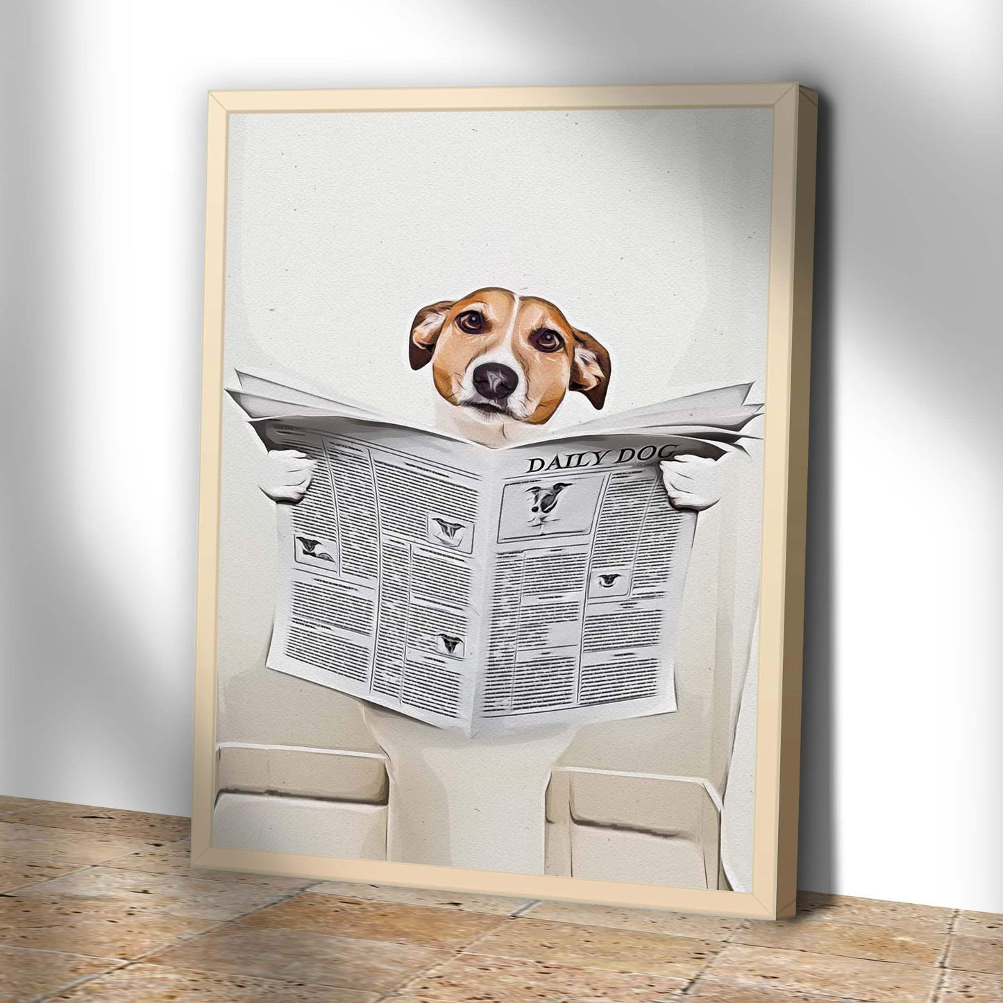 Dog Reading Newspaper Portrait Canvas Wall Art - Tailored Canvases - Flyclothing LLC